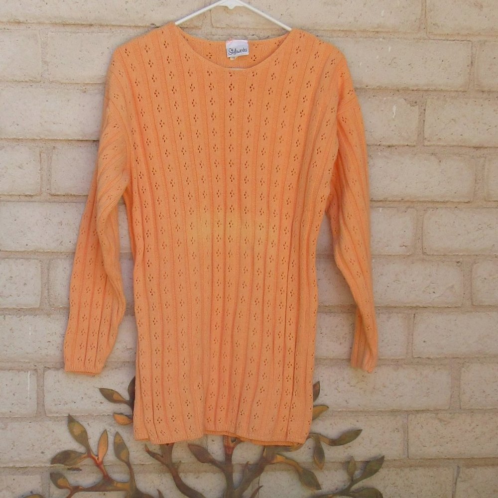 STYLEWORKS Orange Long Sleeve Sweater Medium